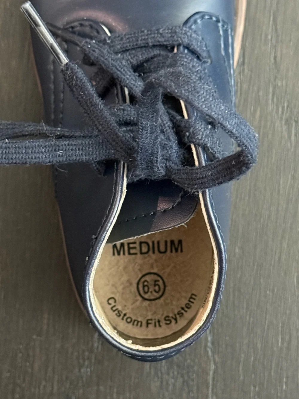 Footmates Navy Leather Lace-Up Kids Booties Size 6.5 Arch Support Medium Width